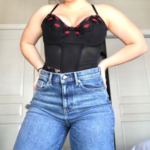Black and red corset top